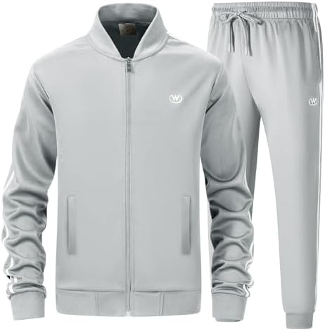 wiebdncj Herren Trainingsanzug Langarm 2-teilig Jogginganzug | Jacke und Hose mit Reißverschluss und Taschen; atmungsaktiv und bequem; perfekt für Sport, Training, Loungewear und A
