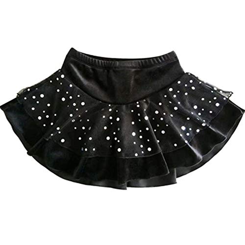 Womens Flare Figure Ice Skating Skirt with Shorts High Waist Pleated Ruffled Mini Skater Skirt Dancewear Black