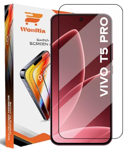 Image of WonRia Pack 1 - Tempered Glass for Vivo T5 Pro 5G [1 Month Warranty] Edges to Edge 9H Hardness Screen Glass Protector with Easy Installation kit