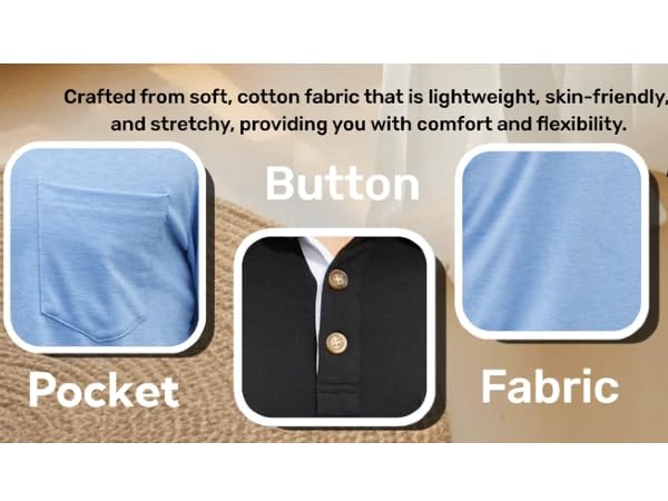 Men's Long Sleeve Polo Shirts Casual Button Classic Work Shirt Cotton Collared Basic Golf Shirt with Pocket - Image 5
