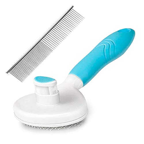 Number-one Dog Brush, Cat Brush, Pet Self Cleaning Slicker Brush and Comb, Removes Loose Hair Deshedding Tool Dog Grooming Brush for Small Medium Large Dogs Cats Rabbits