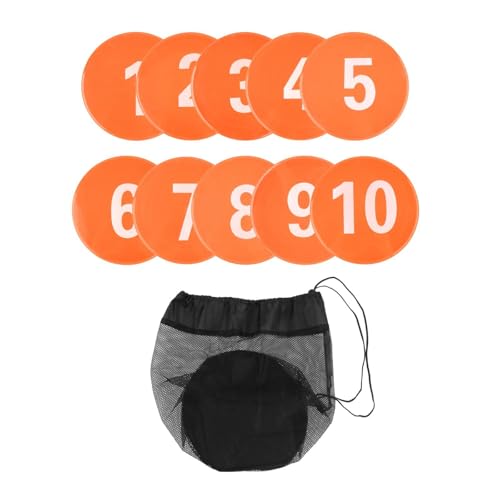 STARTIST 10 個入り 番号付きフロアスポットマーカー ランドマークマット サイレント機器 フラットディスクマーカー トレーニングマット スポーツ 子供用コートフロア用, Orange