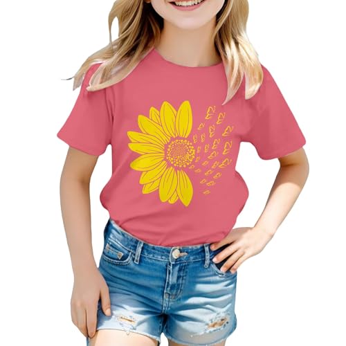 Toddler Girls Sunflower T-Shirt Summer Cute Flower Graphic Tees Soft Cotton Loose Crew Neck Short Sleeve Casual Kids Top