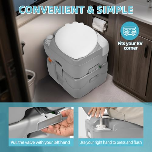 YITAMOTOR 5.8 Gal Portable Toilet for Adults, Camping Porta Potty with Diagonal Elongated Bowl Seat, Sprayer, Bag, Level Indicator, Anti-Leak RV Travel Porta Potty for Outdoors Indoors Hospital Boat by YITAMOTOR - Image 2