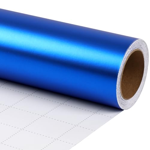 LaRibbons Blue Wrapping Paper, Solid Color Matte...