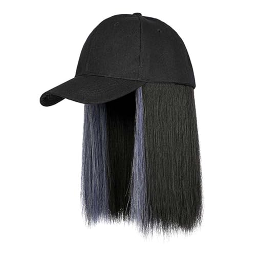 WUODHTW Women's summer Baseball Hat Wig Sun Hat Short Straight Hat Wig Hair Bobo wig Duck tongue cap wig