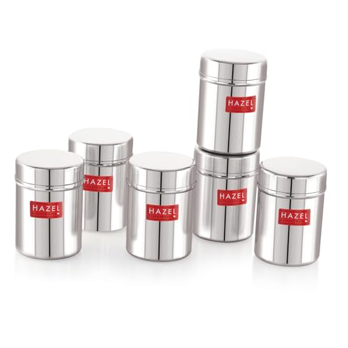 Image of HAZEL Stainless Steel Kitchen Containers Set of 6, 200 ML | Air Tight Storage Box for Kitchen | Durable Steel Storage Containers for Kitchen Storage