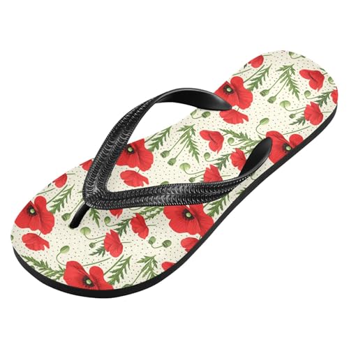 Red Flower Polka Dot Flip Flops for Beach Thong Sandals Anti-slip Lightweight Beach Shoes for Summer Outdoor Travel2