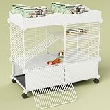 STILLCOVE Small Guinea Pig Cages Indoor, C&C Chinchilla Rat Cage Rabbit House on Wheels with Removable Tray