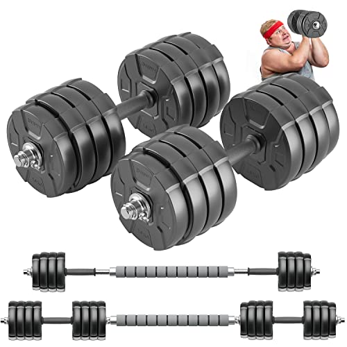 RUNWE Adjustable Dumbbells Barbell Set, Free Weight Set with Steel Connector at Home/Office/Gym Fitness Workout Exercises Training, All-Purpose for Men/Women/Beginner/Pro(90 lbs-2 Dumbbells in Total)