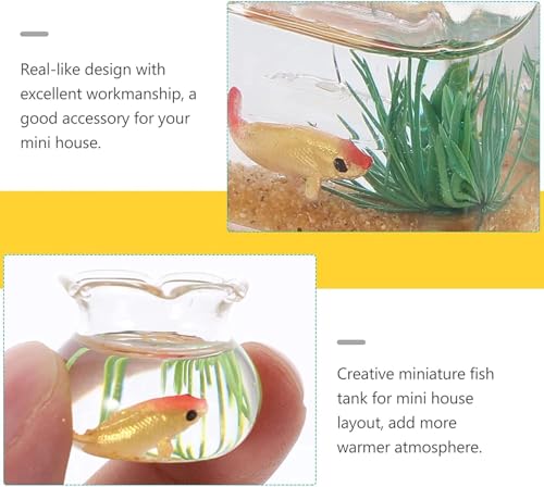 2Pcs 1/12 Scale Accessories Dollhouses Fish Tank，1: 12 Scale Miniature Fish Bowl Miniature Dollhouse Accessories for Garden Scene Decor Desktop Ornaments，Dollhouse Decor，Dollhouse Accessories - Thumbnail 3