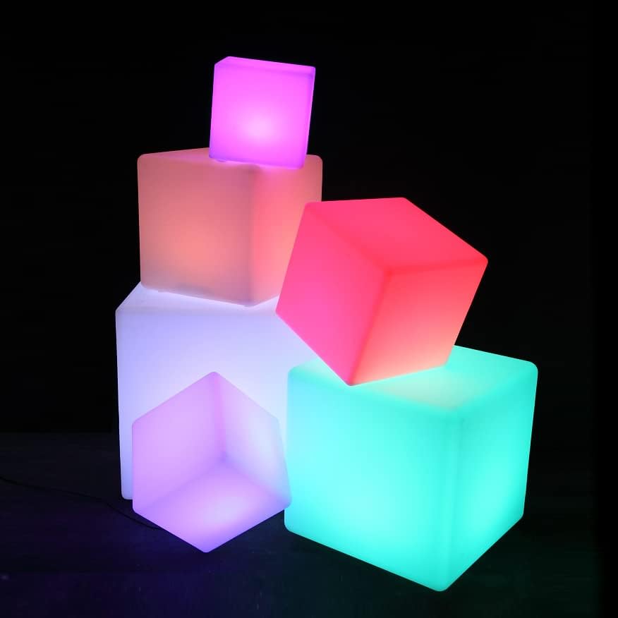 Miniatura 7 de Cubo Luminoso LED de 8 Pulgadas, Regulable, Impermeable, Recargable, RGB con Cambio de Color, con Control Remoto, Juguetes Sensoriales para Niños,