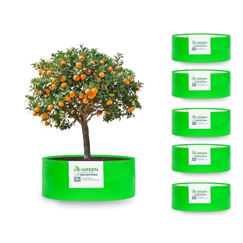Image of HDPE Grow Bags for Plants 18X12 Inch (Pack of 6) | 260 GSM Heavy Duty UV-Protected Round Green Colour Plant Bags for Terrace and Vegetable Gardening | Strong & Reusable|