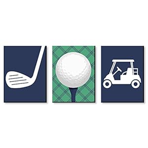 Big Dot of Happiness Par-Tee Time – Golf – Sports Themed Nursery Wall Art, Kids Room Decor and Game Room Home Decorations – Gift Ideas – 7.5 x 10 inches – Set of 3 Prints