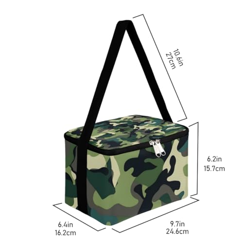 Lunch Bags for Women Men 9 Cans,Camouflage Green Hot & Cold Food Delivery Bag Insulated Grocery Bag Insulated Lunch Box Camo Skin Cooler Bag for Office Work Picnic Beach