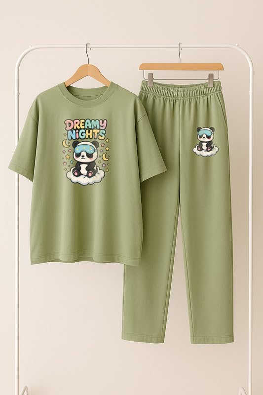 Image of My Swag Womens Cotton Night Suit | T-Shirt and Lower | Summer and Winter Sleepwear