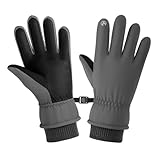 Jelquix de esquí, de Invierno Impermeables Aislados con Dedos con Pantalla Táctil para Esquiar, Ciclismo, Senderismo, Peleas de Bolas de Nieve, Acampar (Gris Engrosado)