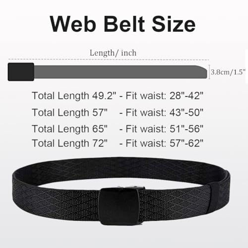 WYuZe 2 Pack Nylon Belt Outdoor Military Web Belt 1.5" Men Tactical Webbing Work Belts for Men