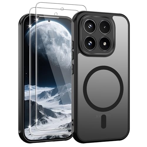 Jshru für Xiaomi 17 Hülle Kompatibel mit Magsafe mit 2 Stück HD-Schutzfolie Dünn Magnetisch Handyhülle Militär Stoßfest Schutzhülle Kratzfest Mattierte Case für Xiaomi 17 Schwarz