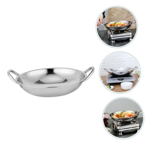 Wok redondo de acero inoxidable con asas resistentes miniatura 3