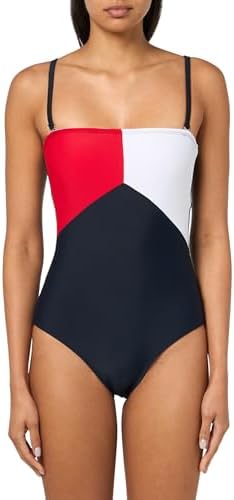 Tommy Hilfiger Women's Bandeau Color Block One Piece Swimsuit