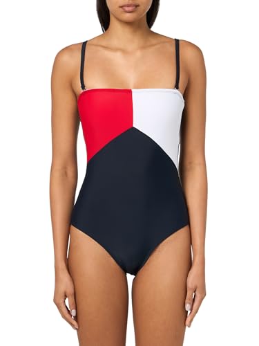 Tommy Hilfiger Women's Bandeau Color Block One Piece Swimsuit