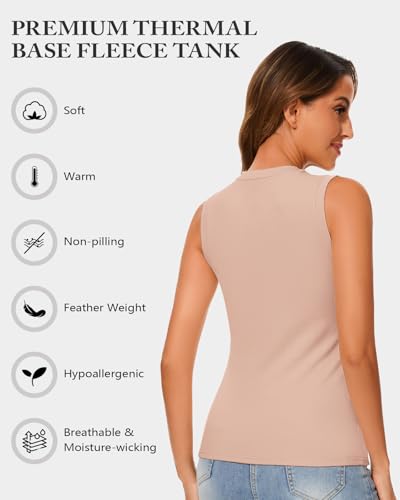 Image of Thermal Underwear Tank Top Fleece Shirt Cami Sleeveless Thermal Top Warm Undershirt Base Layer Women Cold Weather