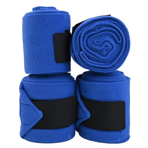 4 vendajes para patas de caballo, envolturas de forro polar suave para protección de espectáculos y equitación (azul)