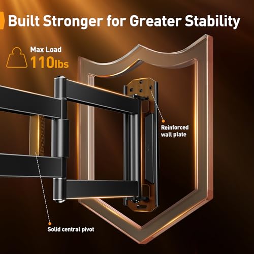 Image of Perlegear Long Arm TV Wall Mount for 32-65″ TVs, 37.4 inch Long Extension Corner TV Mount, Max VESA 400x400mm, Articulating Arms Full Motion Wall Mount Bracket with Swivel and Tilt, Holds up to 110 lbs