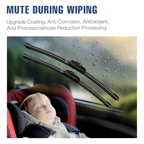 Image of 13 inch+13 inch Water Repellent Windshield Wiper Blades Replacement for JEEP Wrangler TJ 2006 2005 2004 2003 2002 2001 2000 1999 1998 1997 Silicone Automotive Replacement Windshield Wiper Blades