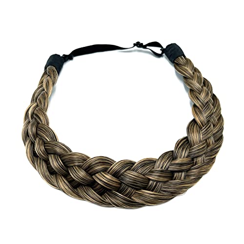 TOECWEGR Braided Hair Band 5 Strands Braids Hair Scrunchie Classic Chunky Elastic Synthetic Headband Women's Beauty Accessories (Light Black Yellow) - Image 4