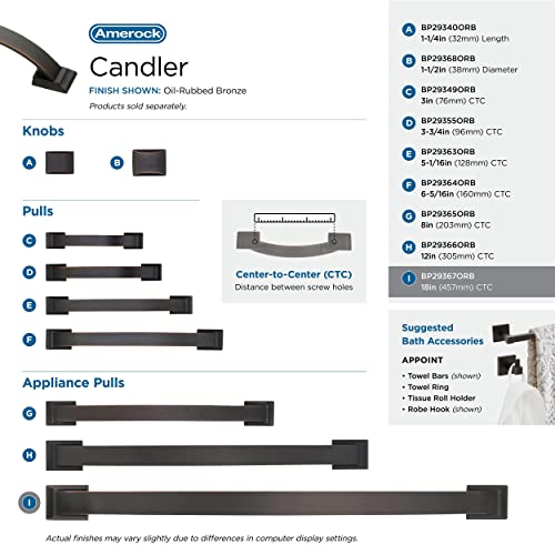 Image of Amerock | Appliance Pull | Oil Rubbed Bronze | 18 inch (457 mm) Center to Center | Candler | 1 Pack | Drawer Pull | Drawer Handle | Cabinet Hardware