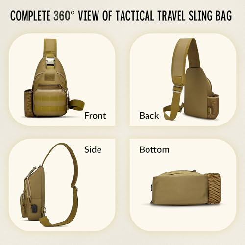 Image of CARRY TRIP OUTDOORS Sling Chest Bag, 900D Nylon Tactical MOLLE Compact Crossbody Camping, Hiking, Cycling, Travel Pack, Water-Resistant Shoulder Sling Bag for Men & Women