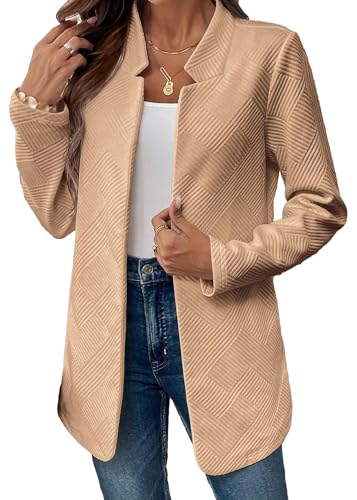 Mina Self Womens Tweed Long Jacket 2025 Notch Fall Winter Warm Cardigan Elegant Casual Work Office Blazer with Pockets4