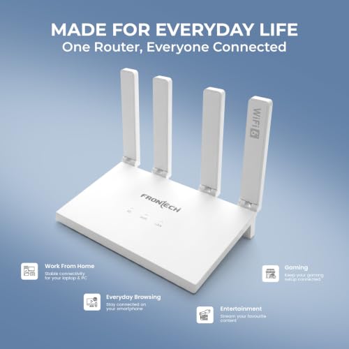 Image of FRONTECH 4G /5G Wi-Fi 6 Router with SIM Slot, Dual-Band Wi-Fi, 4 High-Gain Antennas, 1 WAN /LAN Port, Type-C Port, High-Speed Internet Router for Home /Office /Gaming, 2 Years Limited Warranty (NC-0095)