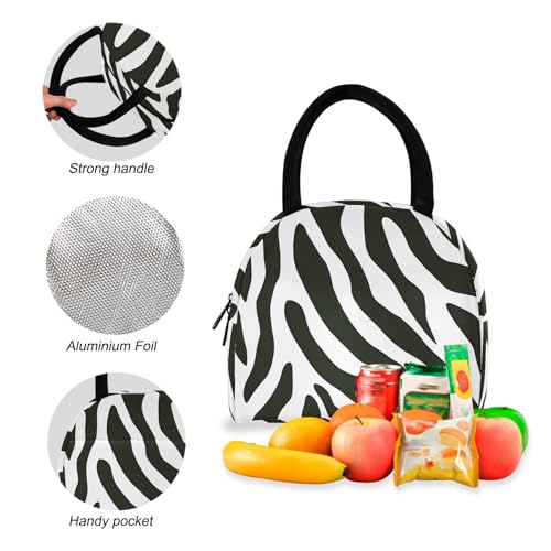 Backpack Lunch Box Set Large Capacity Travel Backpacks and Insulated Lunch Bag for Commute Hiking Picnic Zebra Stripes Print4