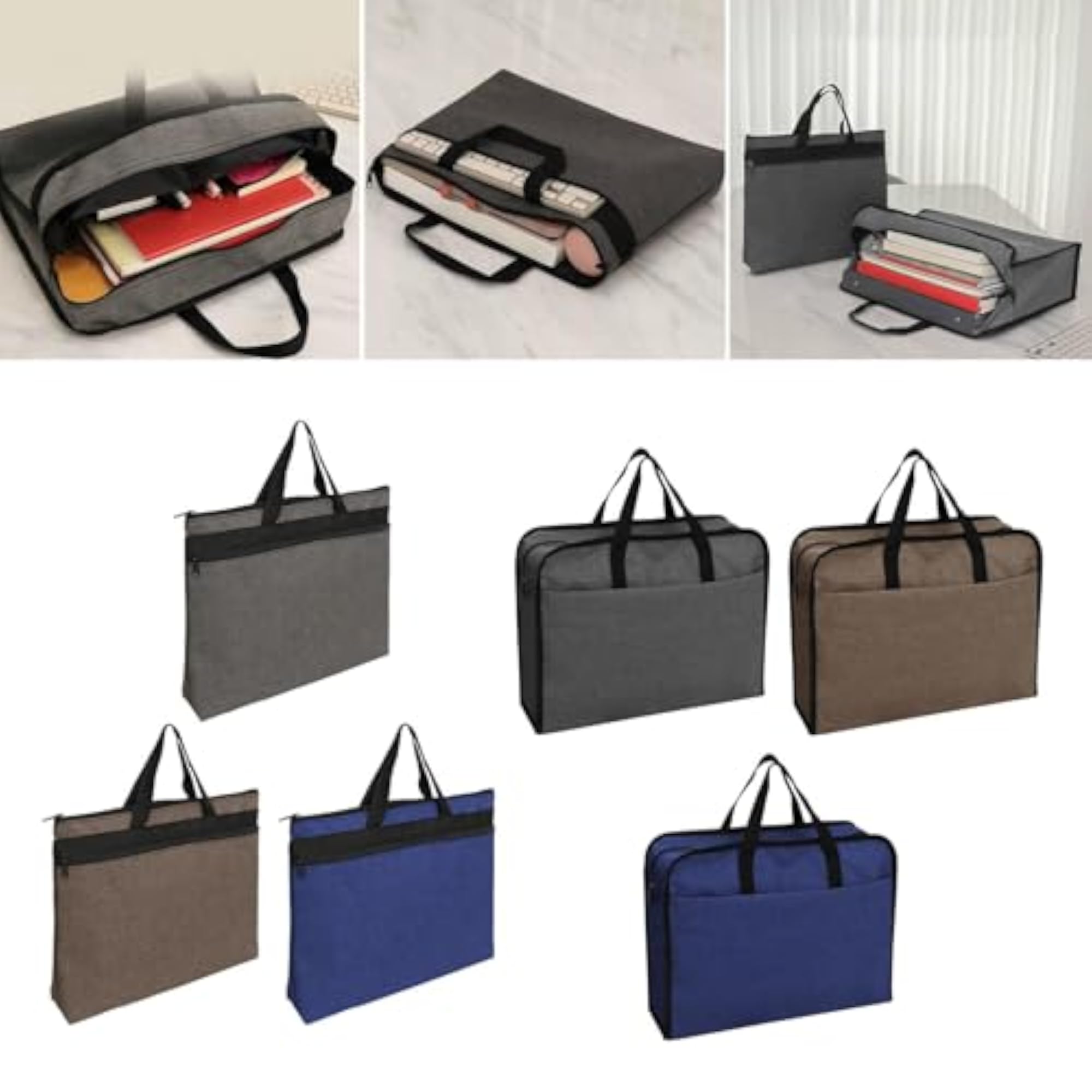 Business Briefcase Paper Files Storage Bag, Dark Gray