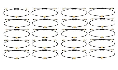 20 Pcs Women Men Simple Heart Bracelet Adjustable Rope String Lucky Gift Bracelet For Birthday Holiday Anniversary