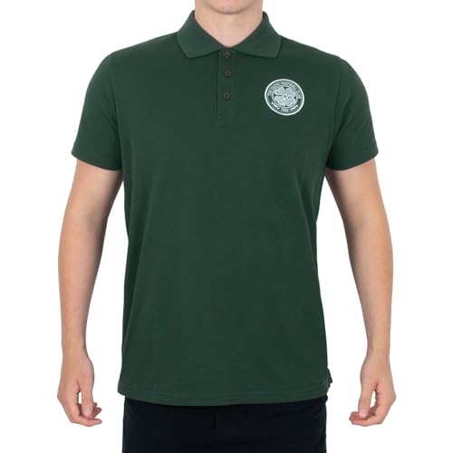 Celtic FC Official Football Gift Mens Single Crest Polo Shirt Green XXL