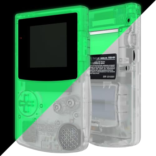 Image of IPS Ready Upgraded eXtremeRate Glow in Dark - Green Replacement Shell Full Housing Cover & Black Screen Lens for Gameboy Color - Fit for GBC OSD & Regular IPS & Standard LCD - No Console & IPS Screen