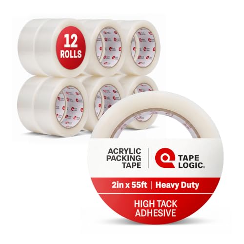 Tape Logic Packing Tape (12-Rolls), 2" x 55 yd - Heavy Duty Packaging Tape Refill for Shipping, Moving, Order Fulfillment, Acrylic 2.6 Mil