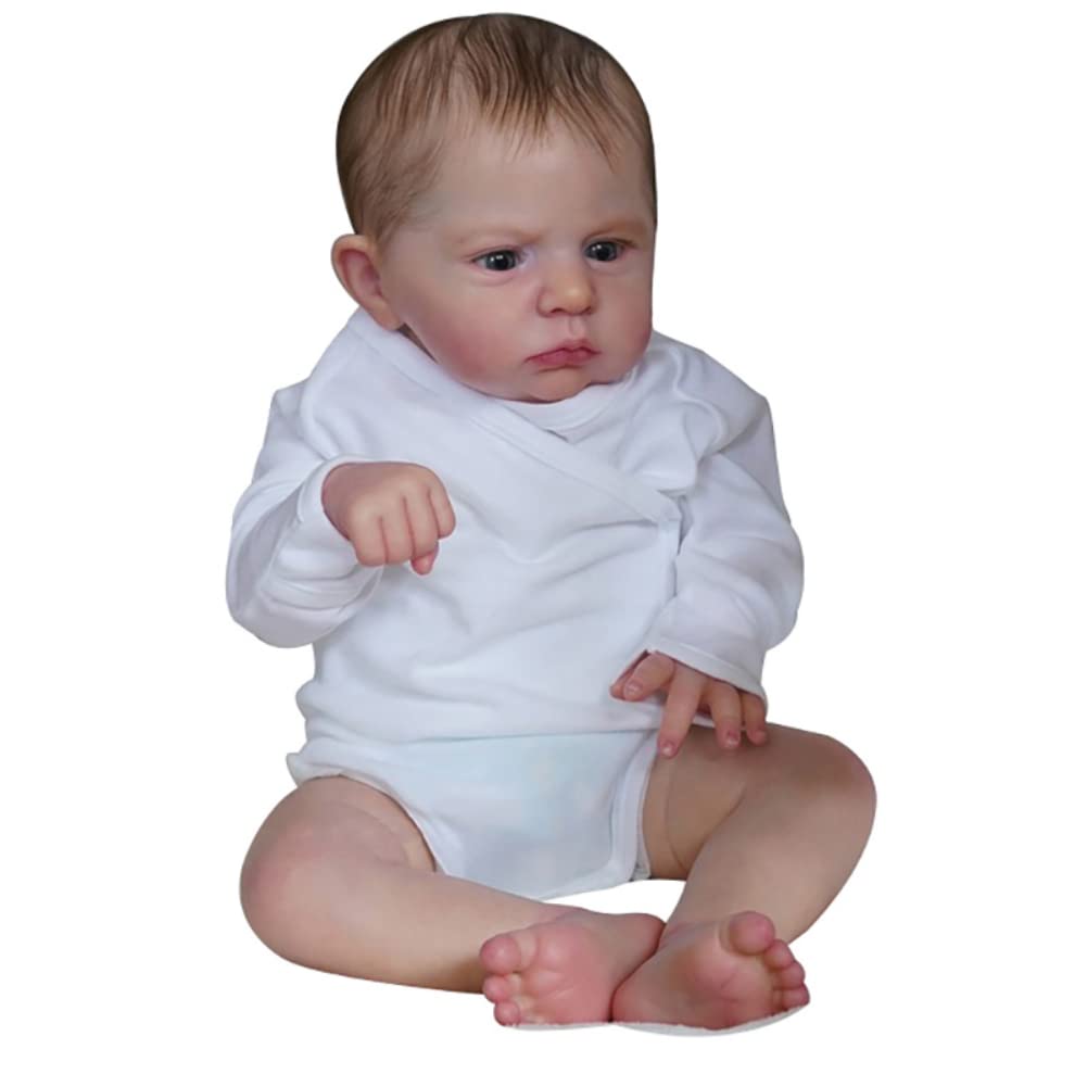 Lonian Lalka Reborn Baby 60 cm, miękkie ciało, realistyczna zabawka dla dzieci (Blue Eyes)