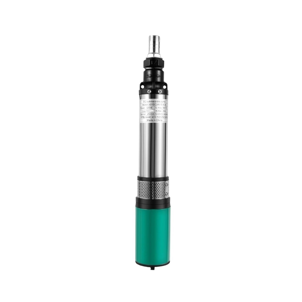 24V 320W 4500r/min Stainless Steel Deep Well Pump with 16m/52.5ft Cable Pure Copper Motor Submersible Powerful Water Flow
