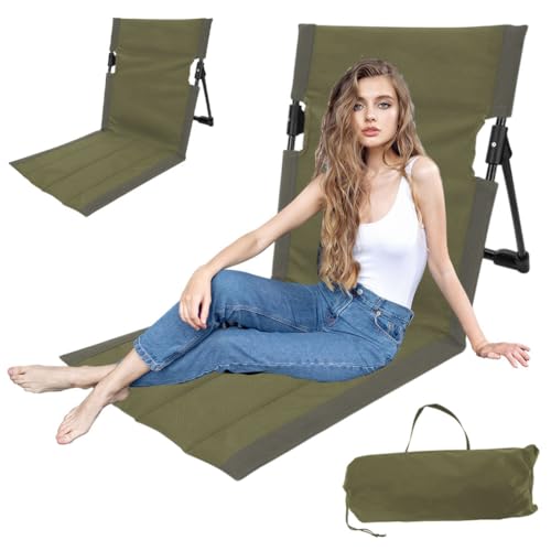 Tutamaz Silla de playa con respaldo, silla de pesca plegable con bolsa de transporte, silla plegable para jardín, vacaciones, al aire libre, playa, piscina (verde)