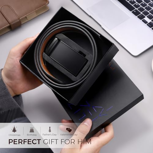 Image of Zitahli Belt Men,Leather Ratchet Belt for Men Dress Casual Every Day with Adjustable Buckle,Trim to Fit For Gift