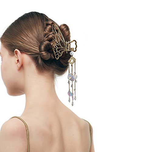 Frdtluthw Large Metal Butterfly Hair Claw Clips Nonslip Tassel Hair Clips For Women Girls Thick Thin Hair(Pack Of 2) #TOP1