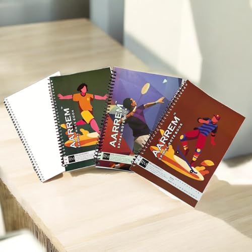 Image of A4 Spiral Notebook Set, Pack-5, 200 Pages Each, White Ring Binding, Plain /Unruled, 70 GSM Chlorine-Free Paper, 200 Total Pages
