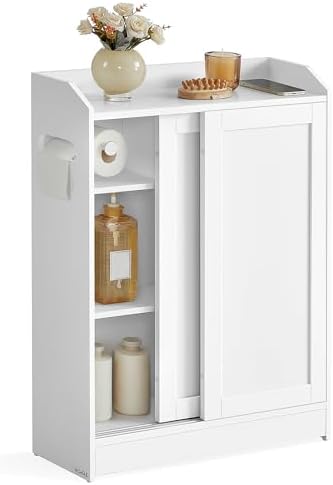 VASAGLE Narrow Storage Cabinet, Slim Floor Cabinet with Sliding D...