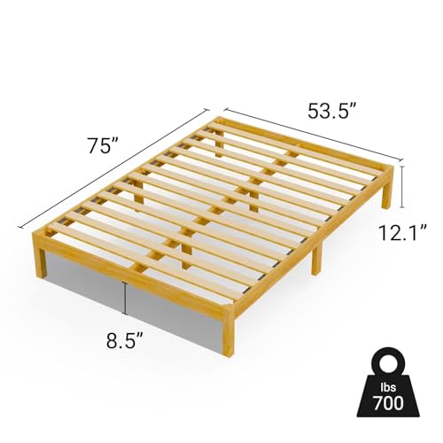Image of LIFEMENT Full Bed Frame Classic Wood Platform, Noise Free, Under Bed Storage, No Box Spring Needed, Easy Assembly, Natural