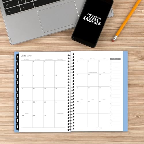 Image of Five Star Planner 2026-2027 Weekly & Monthly Academic 12-Month July-June Advance Student Planner + Study App, 5-1 /2 inch x 8-1 /2 inch, Blue (CAW45920)
